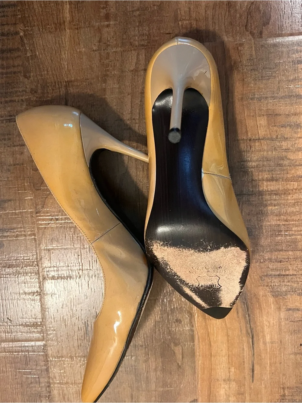 Stuart Weitzman Nude Pointed-Toe Patent Leather Pumps